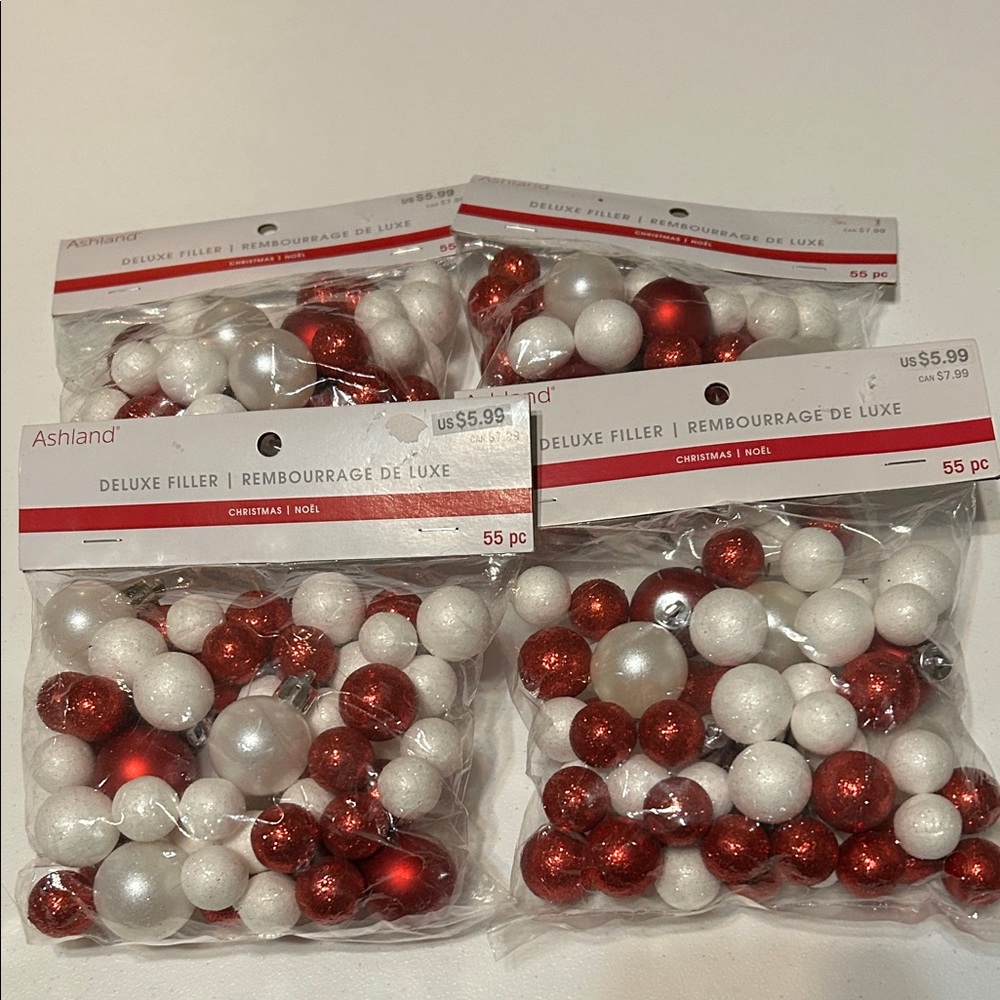 Ashland Festive Red and White Ornament Filler